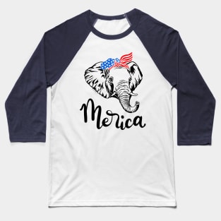 Merica American Republican Patriotic Elephant USA Flag Bandana Baseball T-Shirt